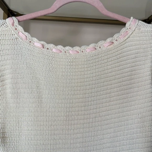 🆕Cream For Love And Lemons Olina Crochet Mini Dress Sz Medium - Picture 6 of 10